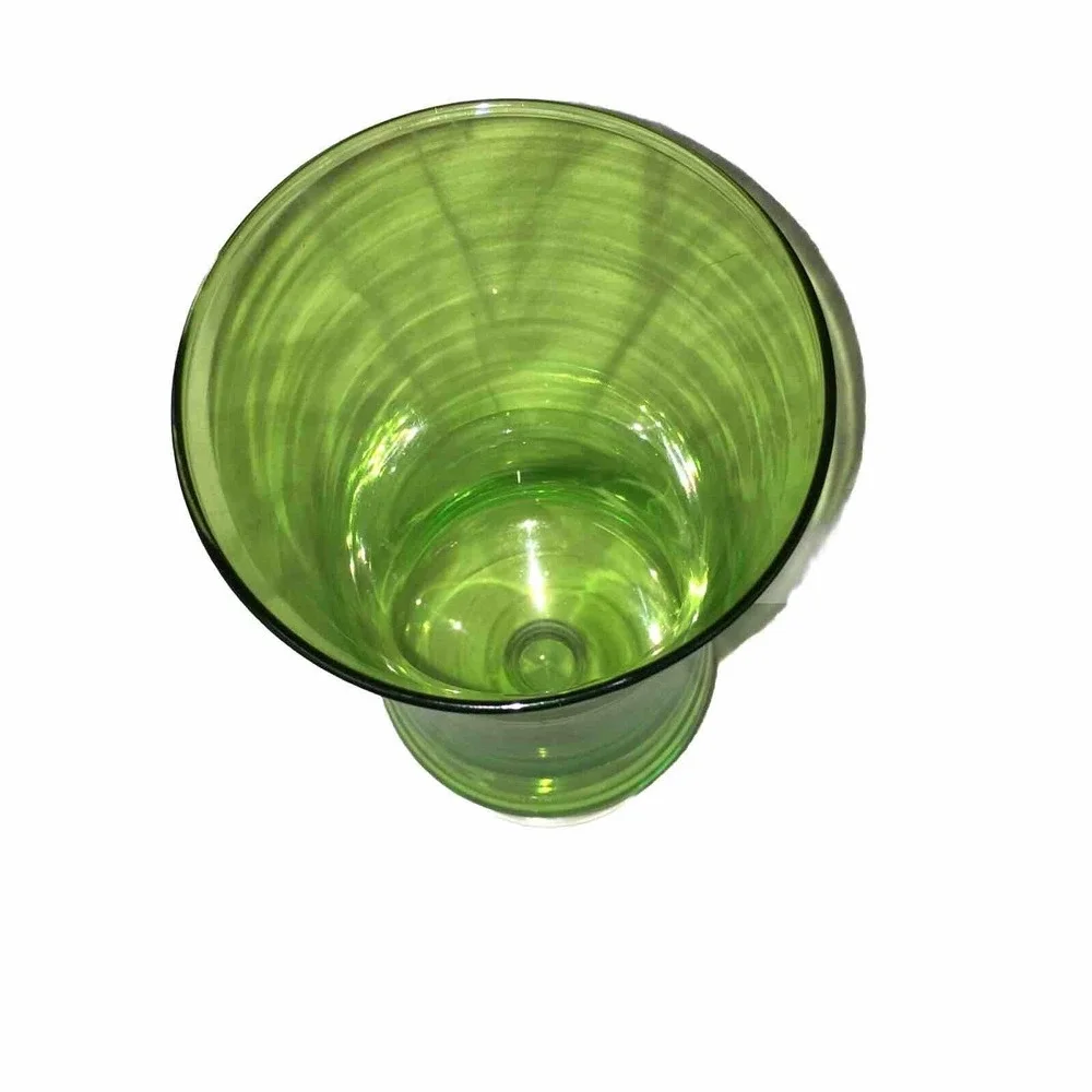 Vintage Green and Clear Glass Pedestal Vase
